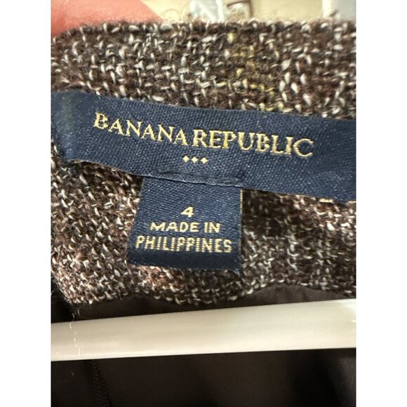 Banana Republic Wool Blend  Brown Tweed Belted Scoop Neck Dress Size 4, EUC - Picture 5 of 7